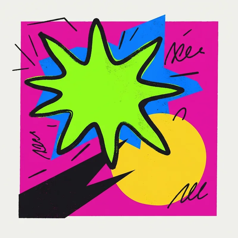 Example of Acid graphics / Anti-design graphic design: Rebellious, Expressive, High contrast