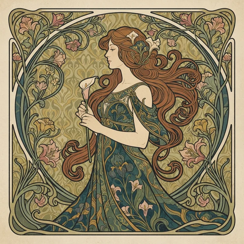 Example of Art Nouveau graphic design: Organic, Ornate, Illustration-led