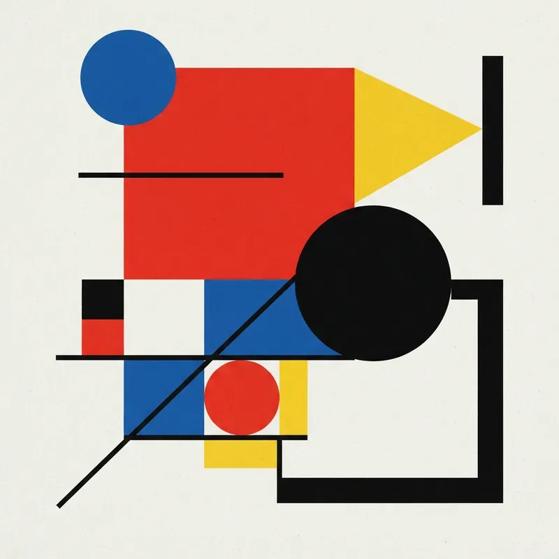 Example of Bauhaus graphic design: Geometric, Saturated, Ordered