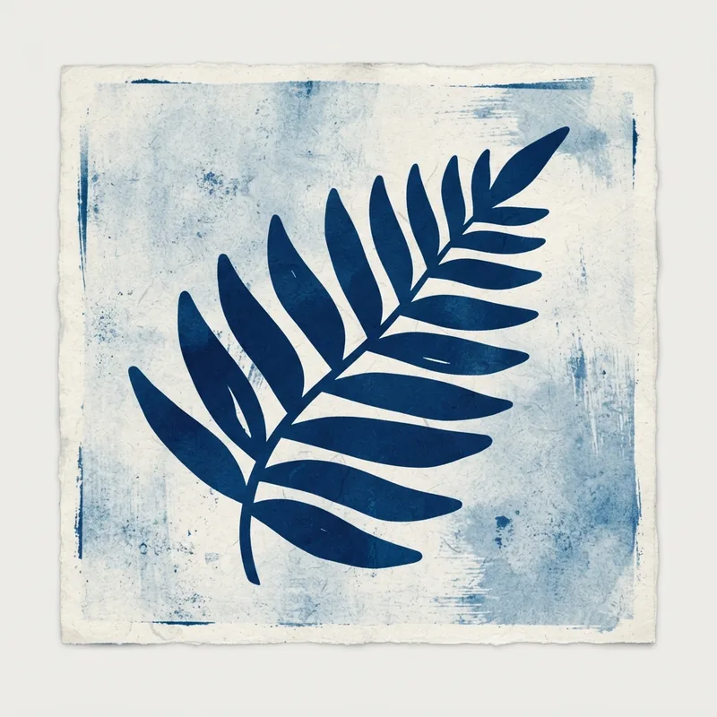 Example of Cyanotype graphic design: Textured, Nostalgic, High contrast
