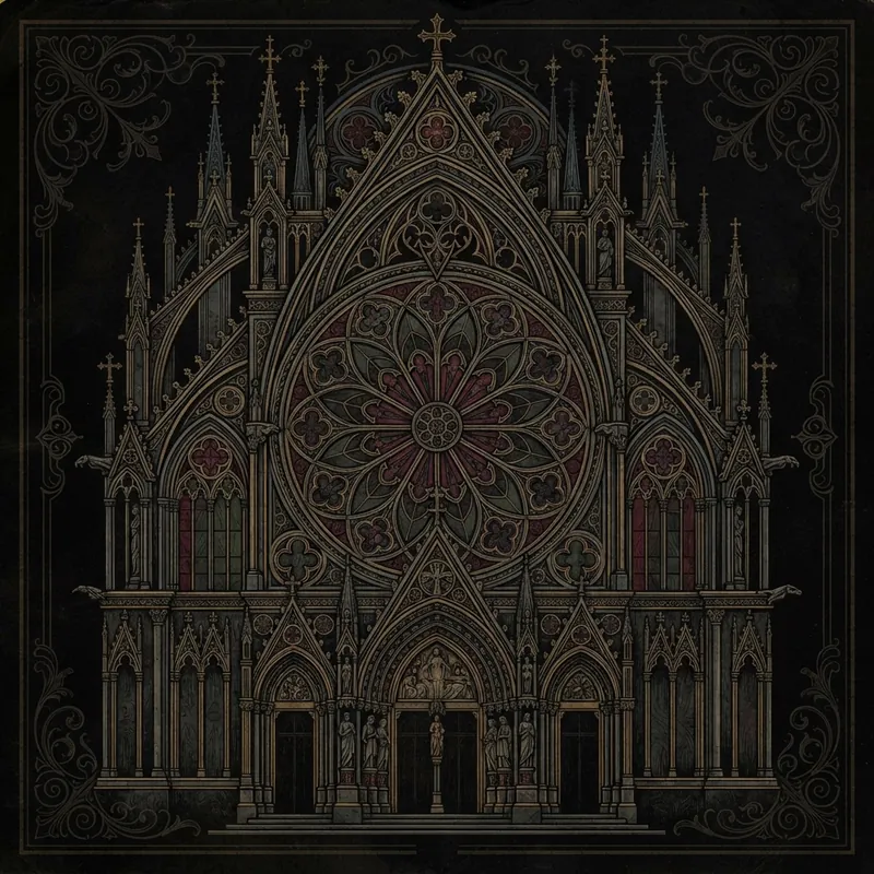 Example of Gothic graphic design: High contrast, Dramatic, Typography-led