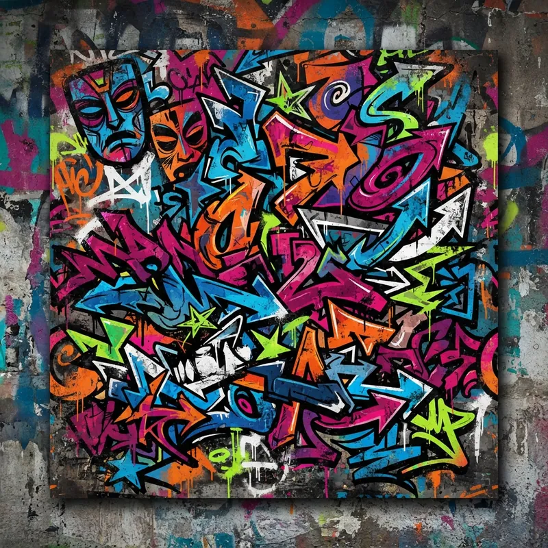 Example of Graffiti graphic design: Typography-led, Textured, Rebellious