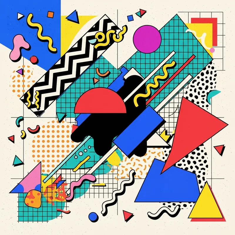 Example of Memphis graphic design: Geometric, Playful, Eclectic