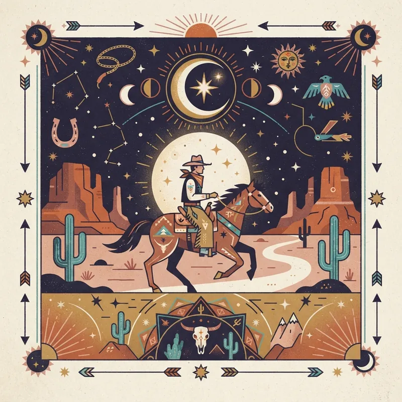 Example of Mystical Western graphic design: Earthy, Celestial, Eclectic