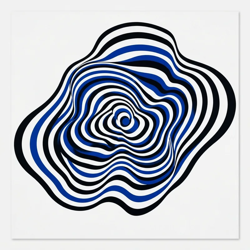 Example of Op Art graphic design: Geometric, High contrast, Patterned