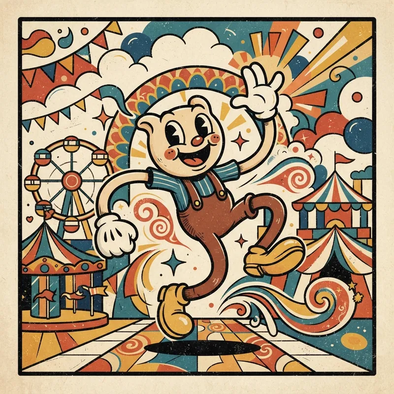Example of Rubberhose graphic design: Character-led, Illustration-led, Nostalgic