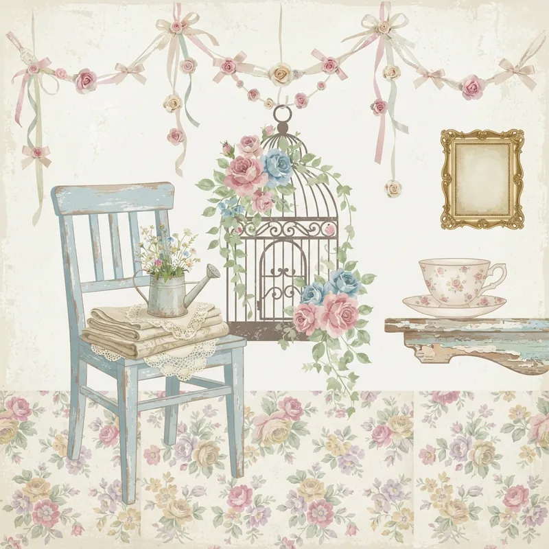 Example of Shabby Chic graphic design: Textured, Soft, Nostalgic