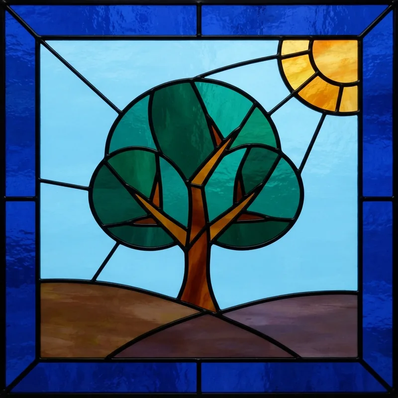 Example of Stained Glass graphic design: Glowing, Patterned, High contrast