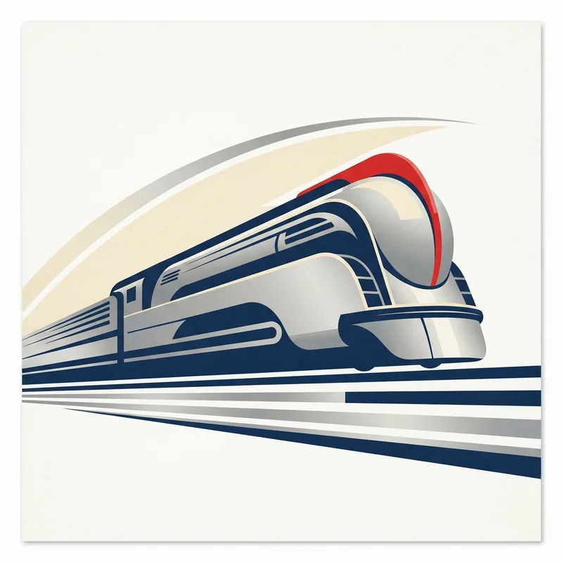 Example of Streamline Moderne graphic design: Fluid, Geometric, Metallic