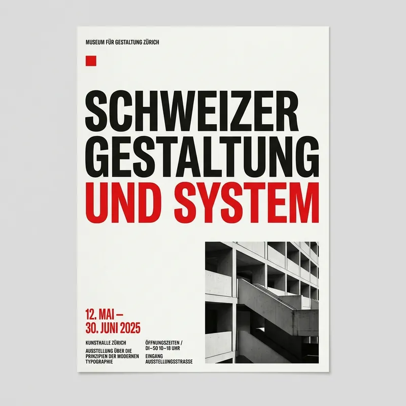 Example of Swiss / International Style graphic design: Grid-based, Typography-led, Minimal