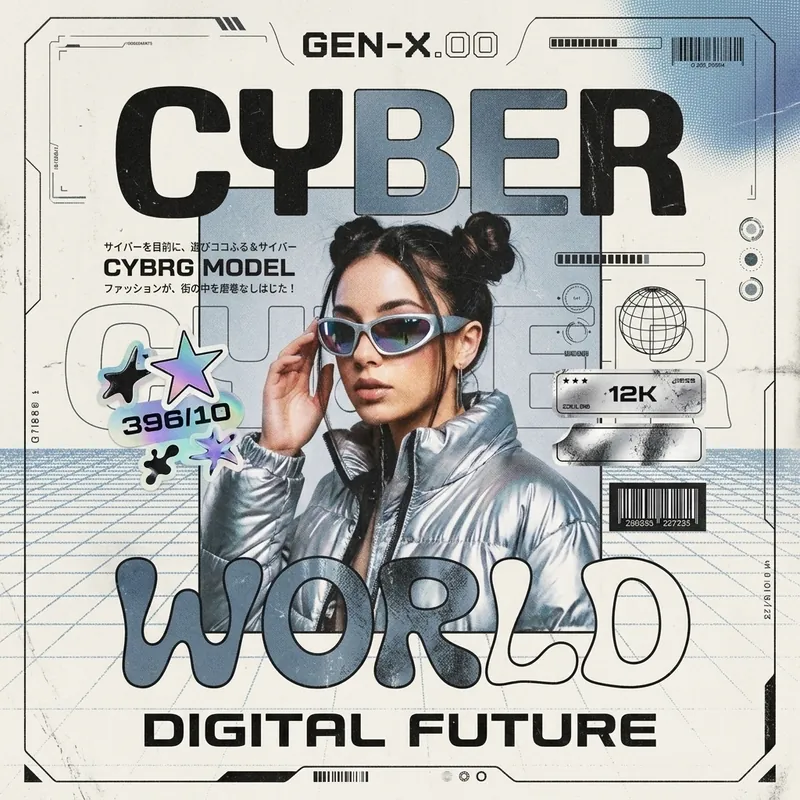 Example of Y2K graphic design: Metallic, Gradient, Digital